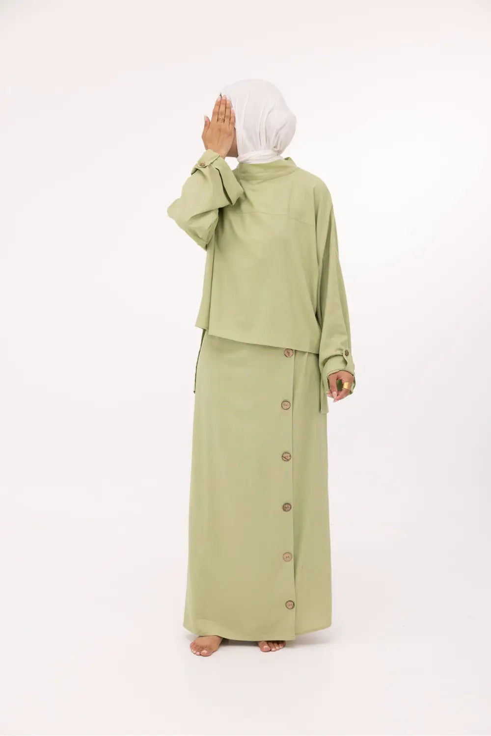 Ensemble Anabelle en lin vert